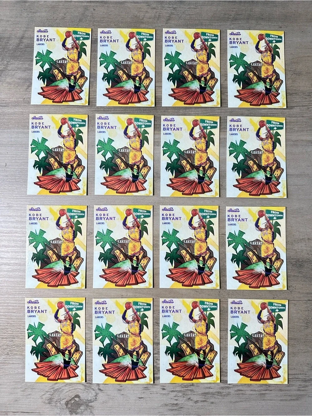 Kobe Bryant Lot of (16) 2016/17 Panini Downtown #FD18 Novelty Basketball Cards.